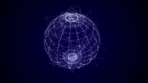 球体由点和线组成 网络连接结构 大数据可视化 3D渲染 — 图库视频影像