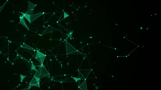 Futuristische Geometrische Stroming Met Verbindingspunten Lijnen Abstracte Groene Digitale Achtergrond — Stockvideo