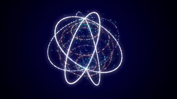Futuristic Sphere Made Particles Flow Atoms Cyberspace Space Energy Concept — Vídeos de Stock