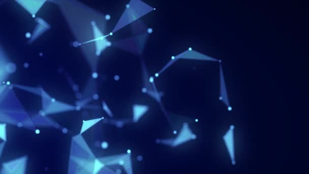 Футуристичний Геометричний Потік Сполучними Точками Лініями Абстрактний Синій Цифровий Фон — стокове відео