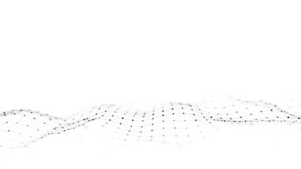 Dynamic Wave Connected Dots Lines White Background Digital Wave Background — Vídeo de Stock