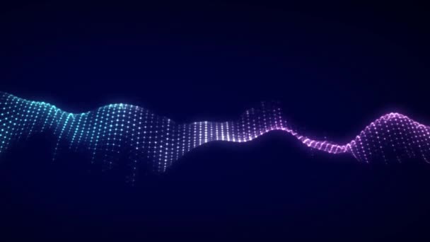 Dynamic Sound Wave Musical Particle Pulsing Blue Purple Energy Flow — Stock video