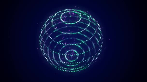 Futuristische Kugel Aus Teilchen Fluss Der Atome Cyberspace Raumenergieverbreitungskonzept Rendering — Stockvideo