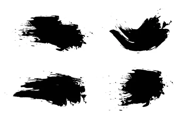 Set Vector Freehand Brush Strokes White Background Collection Black Ink — Stockvektor