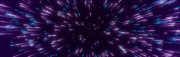 Light rays in cosmos space. Explosion effect. Futuristic data flow. Sci-fi Motion wallpaper. 3D rendering.