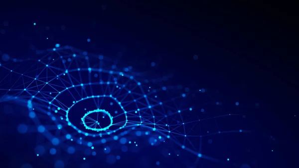 Digitale Kreisförmige Dynamische Welle Auf Blauem Hintergrund Technologie Intelligente Welle — Stockfoto