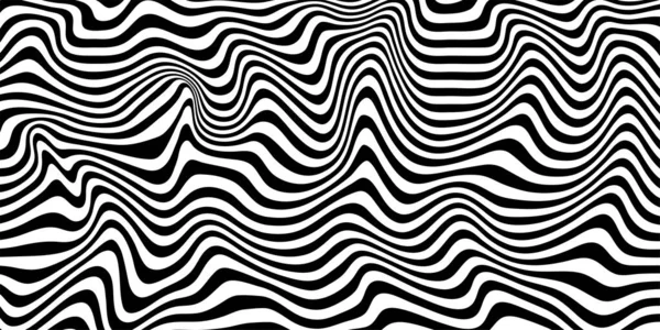 Onda Ilusión Óptica Abstracta Flujo Rayas Blancas Negras Que Forman — Archivo Imágenes Vectoriales