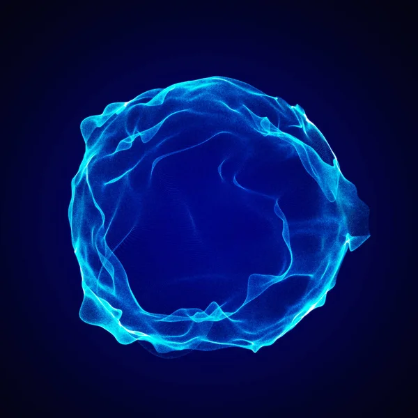 音乐的球体均衡器 粒子的圆形声波 音乐抽象的蓝色背景 3D渲染 — 图库照片