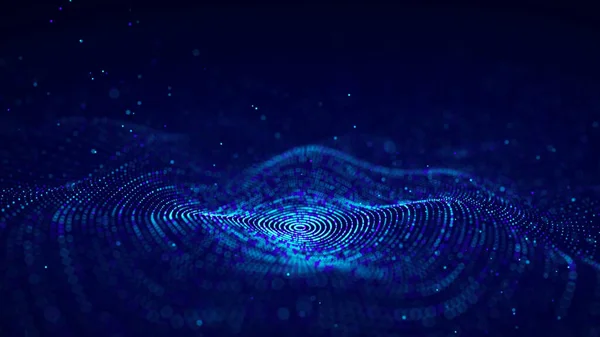 Цифровой Круговой Динамической Волны Синем Фоне Технология Умная Волна Цифровая — стоковое фото