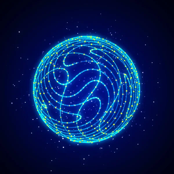 Sphere Particles Cyberspace Impulse Dynamic Flow Global Energy Energy Futuristic — Stock Photo, Image