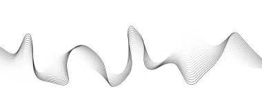 Beyaz zemin üzerinde siyah, soyut bir dalga. Dinamik ses dalgası. Tasarım elemanı. Vektör illüstrasyonu.