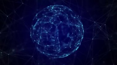 Küre, noktalardan ve çizgilerden oluşur. Ağ bağlantısı yapısı. Büyük veri görselleştirmesi. 3d oluşturma.