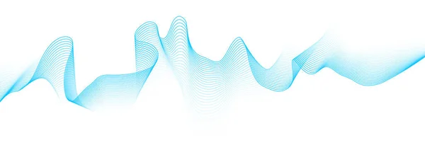 要旨白色の背景に青色の滑らかな波 ダイナミック サウンド ウェーブ デザイン要素 ベクターイラスト — ストックベクタ