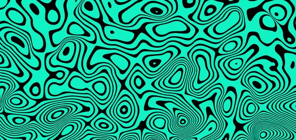 抽象的光学幻波 波纹形成波状扭曲效果的黑色和绿色条纹流病媒图解 — 图库矢量图片