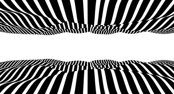 Abstrakte Doppelte Optische Illusionswelle Ein Fluss Schwarzer Und Weißer Streifen — Stockvektor