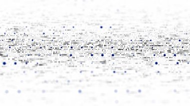 Önünde mavi noktalar olan fütürist beyaz arka plan. Soyut ağ arkaplanı. Büyük veri görselleştirmesi. 3B görüntüleme.