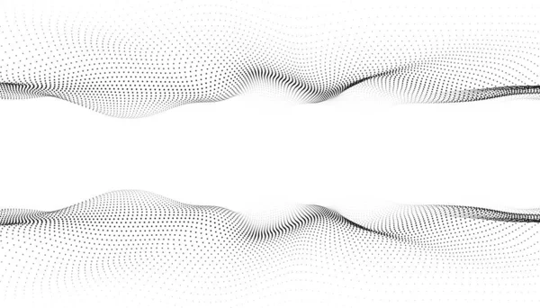 Doppelte Welle Von Teilchen Digitaler Wellenhintergrund Abstrakter Technologischer Hintergrund Visualisierung — Stockvektor