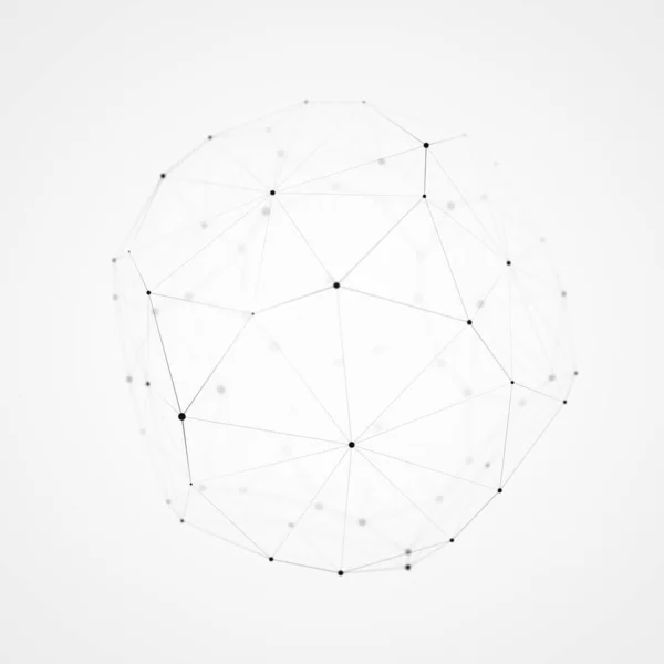 Esfera Composta Por Pontos Linhas Sobre Fundo Branco Estrutura Conexão — Fotografia de Stock