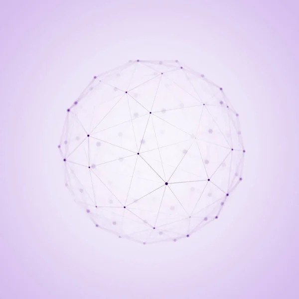 Bol Bestaande Uit Stippen Lijnen Zachte Paarse Achtergrond Netwerkverbindingsstructuur Visualisatie — Stockfoto