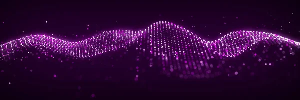 Onda Sonido Dinámica Pulso Partículas Musicales Concepto Flujo Energía Púrpura — Foto de Stock