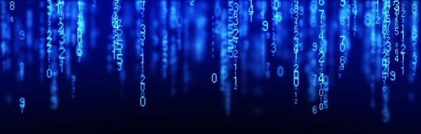 Fundo Digital Matriz Azul Conceito Codificação Pirataria Fluxo Números Aleatórios — Fotografia de Stock