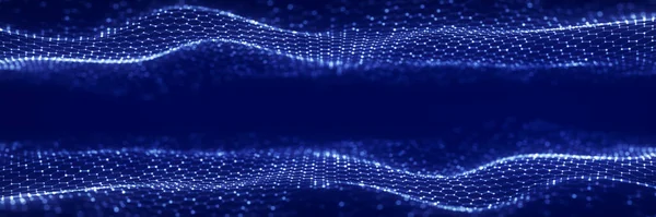 未来的な動的二重六角形波の流れ 抽象的なハニカムコンセプト デジタル技術のウェブフロー ビッグデータ可視化 3Dレンダリング — ストック写真