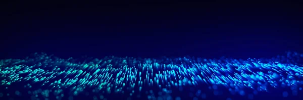Dinamik Mavi Parçacık Dalgası Gelecekçi Nokta Dalgası Dijital Yapıyı Aktar — Stok fotoğraf