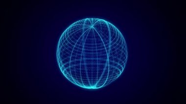 Futuristic sphere made of particles. Flow of atoms in cyberspace. Space energy concept. 3D rendering.