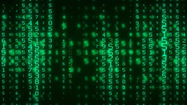Dijital arkaplan yeşil matrisi. Kodlama ya da hackleme konsepti. Soyut veri kavramı. 3d oluşturma.