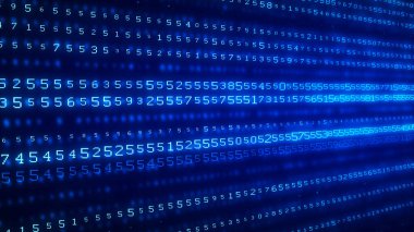 Dijital arkaplan mavi matrisi. Kodlama ya da hackleme konsepti. Soyut veri kavramı. 3d oluşturma.