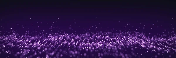 Dynamic purple particle wave. Futuristic point wave. Flow digital structure. Data technology background. 3D rendering.