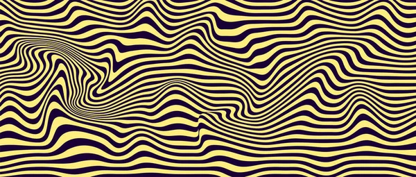 Abstrakte Optische Täuschung Ein Fluss Aus Gelben Und Violetten Streifen — Stockvektor