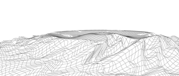 Ψηφιακό Τοπίο Wireframe Σχέδιο Τοπίου Από Πολύγωνο Εδάφους Wireframe Ψηφιακός — Διανυσματικό Αρχείο