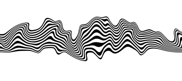 Abstraktní Optická Vlna Iluze Bílém Pozadí Tok Černo Bílých Pruhů — Stockový vektor