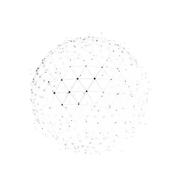 Esfera Futurista Partículas Conectadas Por Rede Fluxo Átomos Ciberespaço Conceito — Fotografia de Stock