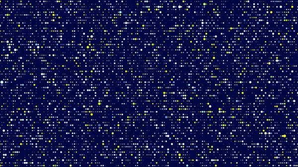 파란색 배경에 깜빡이는 점들을 없앤다 사이버 공간에서의 과학적 데이터의 그래픽 — 스톡 벡터