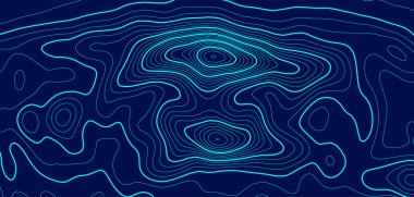 Topographic bright map on blue background. Geographic line map with elevation assignments. Contour background geographic grid. Vector illustration. clipart