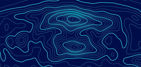 青の背景に地形の明るい地図 標高の割り当てを持つ地理的なラインマップ 輪郭の背景の地理的なグリッド ベクターイラスト — ストックベクタ