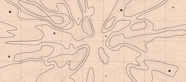 地形図の背景 標高の割り当てを持つ地理的なラインマップ 輪郭の背景の地理的なグリッド ベクターイラスト — ストックベクタ
