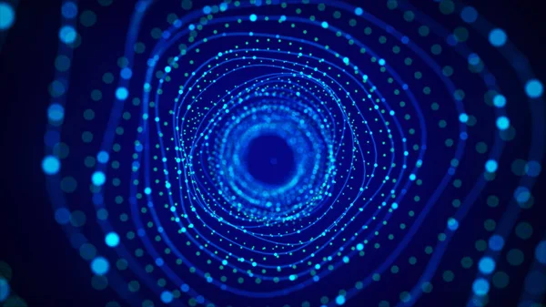 Футуристический Динамический Проволочный Туннель Синем Фоне Цифровой Поток Данных Прогрессивные — стоковое фото
