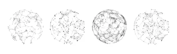 Set Abstract Spheres Points Lines White Background Network Connection Structure — Stock vektor
