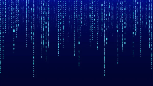 Vector Digital Blue Background Streaming Binary Code Matrix Background Numbers — ストックベクタ