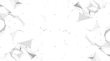 Noktalar ve çizgilerle soyut geometrik arkaplan. Soyut beyaz dijital arkaplan. Ağ konsepti. Bileşikli büyük veri kompleksi. 3B görüntüleme.