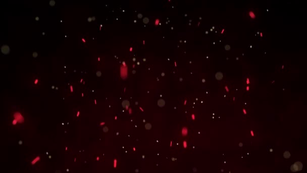 Dynamische Vurige Vonken Donkere Achtergrond Stroom Van Brandend Rood Deeltje — Stockvideo
