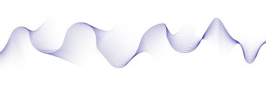 Beyaz arka planda soyut mavi dalgalar. Dinamik ses dalgası. Tasarım elemanı. Vektör illüstrasyonu.