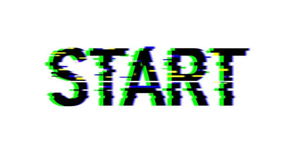 Titel Start Mit Glitch Effekt Auf Weißem Hintergrund Digital Screen — Stockfoto