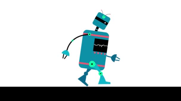 Animação Perfeita Robô Dos Desenhos Animados Andando Caminhada Agradável Engraçado — Vídeo de Stock