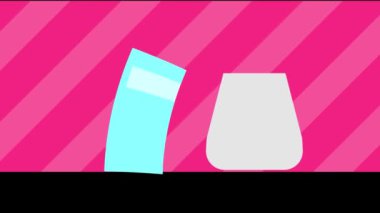 Kahve yapmanın animasyonu. Tabaklar pembe dinamik arkaplanda görünür. Projelerinize enjeksiyon ve enerji için hareket tasarımı.