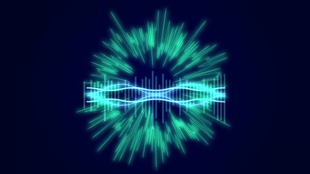 Futuristic Neon Music Equalizer Waveform Audio Frequency Animation Sound Flow — Stock Video