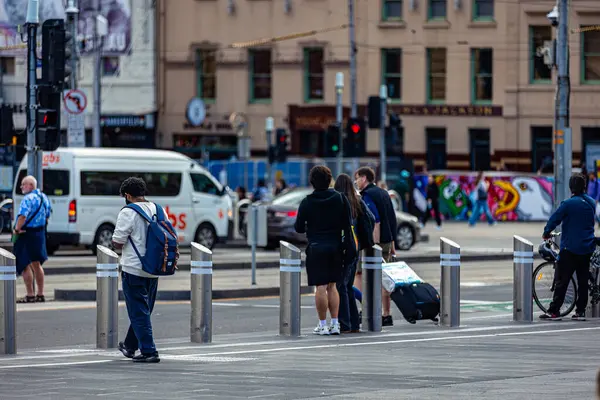 Melbourne Australien April 2024 Street Life Der Nähe Der Flinders — Stockfoto